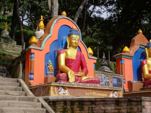 Close up of Swayambuneth Buddhas